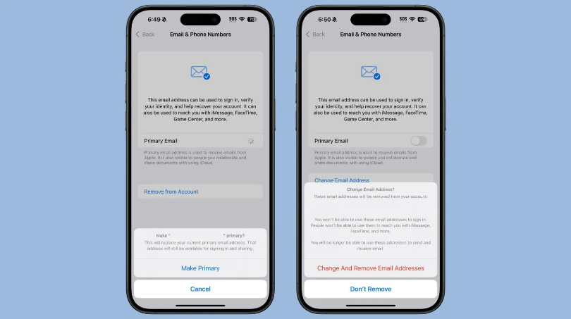 殷都苹果手机维修分享苹果 iOS 18.1 支持设置“主要”邮箱地址并更改 iCloud 邮箱 