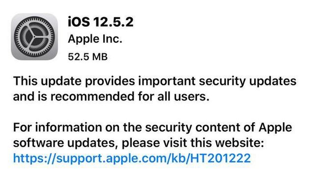 殷都苹果手机维修分享iOS12.5.2发布，建议所有老苹果用户安装 